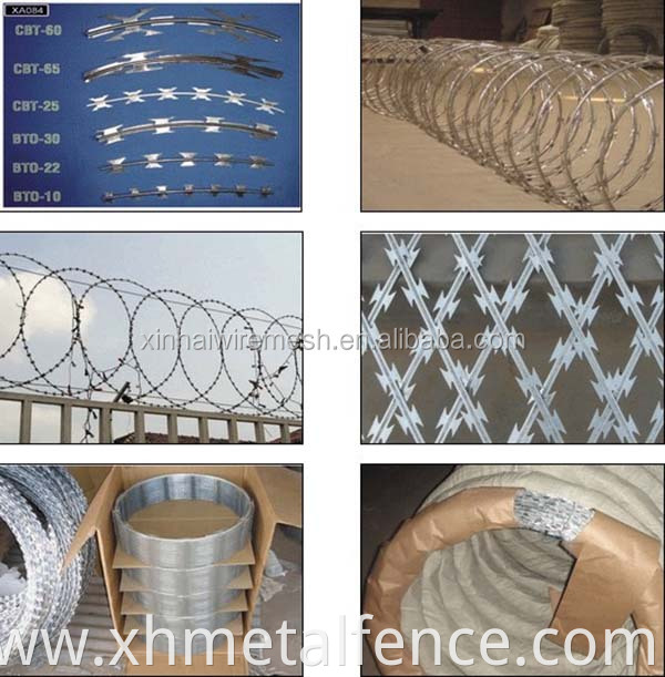 Concertina Barbed Weight Per Meter Uganda Hot Dipped Clips Razor Wire